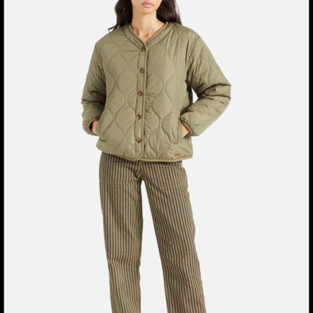 Brixton Sherpa Reversible‎ Insulated Jacket Cream Olive M Cozy Gorpcore Neutral - Picture 7 of 16